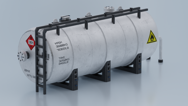 Cistern - Oil tank lowpoly PBR 3D Model .c4d .max .obj .3ds .fbx .stl .blend 