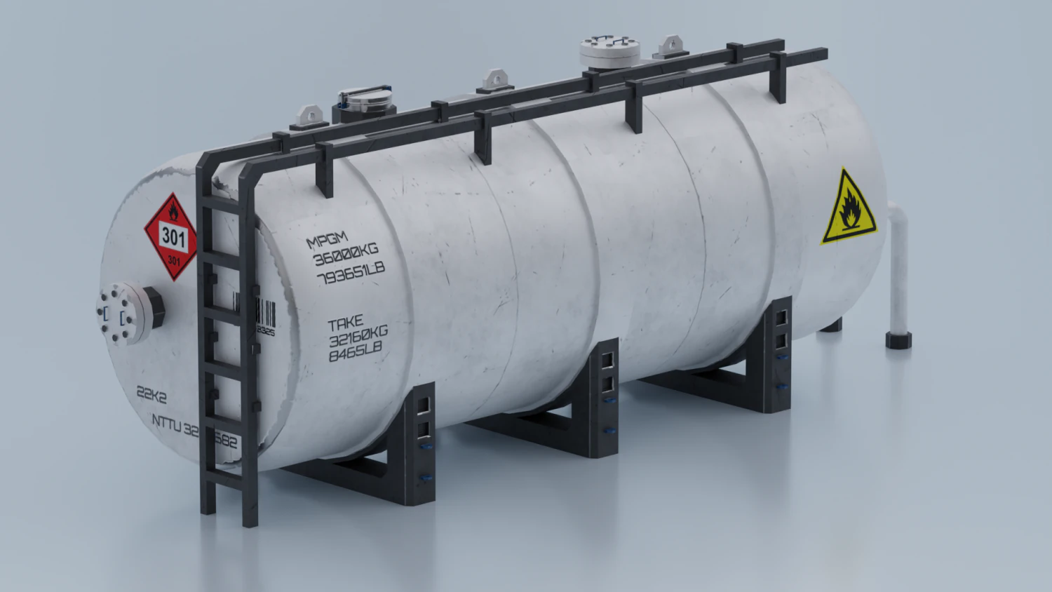 Cistern - Oil tank lowpoly PBR 3D Model .c4d .max .obj .3ds .fbx .stl .blend
