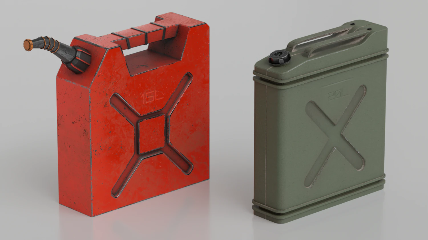 Two canisters lowpoly PBR 3D Model .c4d .max .obj .3ds .fbx .stl .blend 