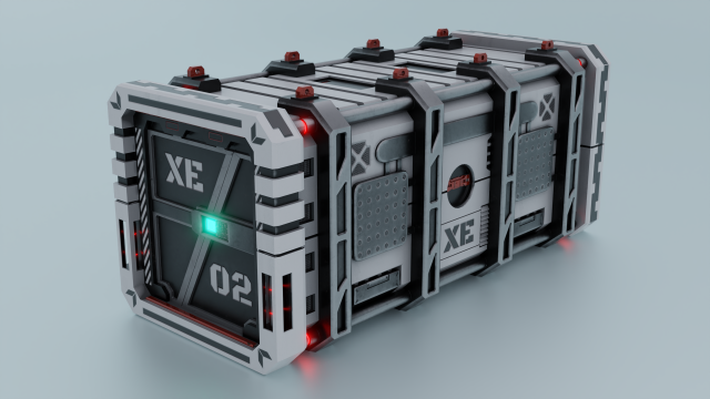 Sci-fi container lowpoly PBR Modelo 3D .c4d .max .obj .3ds .fbx .stl .blend 