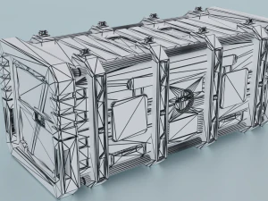 Sci-fi container lowpoly PBR 3D Model