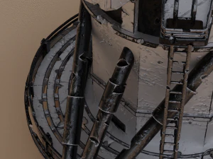 Ruined big satellite dish 3D Model