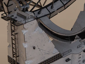 Ruined big satellite dish 3D Model