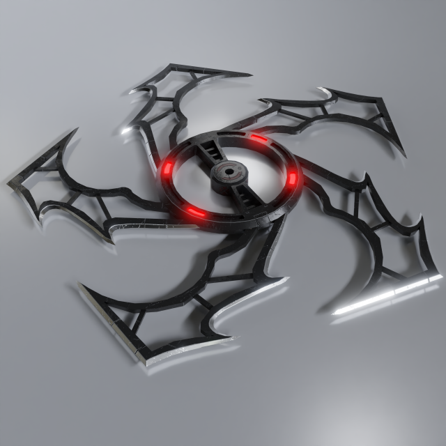 Sci-fi shuriken lowpoly PBR 3D Model .c4d .max .obj .3ds .fbx .stl .blend 