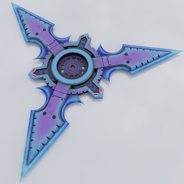 Sci-fi shuriken lowpoly PBR 3D Model .c4d .max .obj .3ds .fbx .stl .blend 