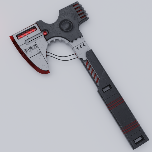 Sci-fi axe lowpoly PBR 3D Model .c4d .max .obj .3ds .fbx .stl .blend 