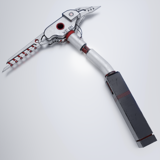 Sci-fi pickaxe lowpoly PBR 3D Model .c4d .max .obj .3ds .fbx .stl .blend