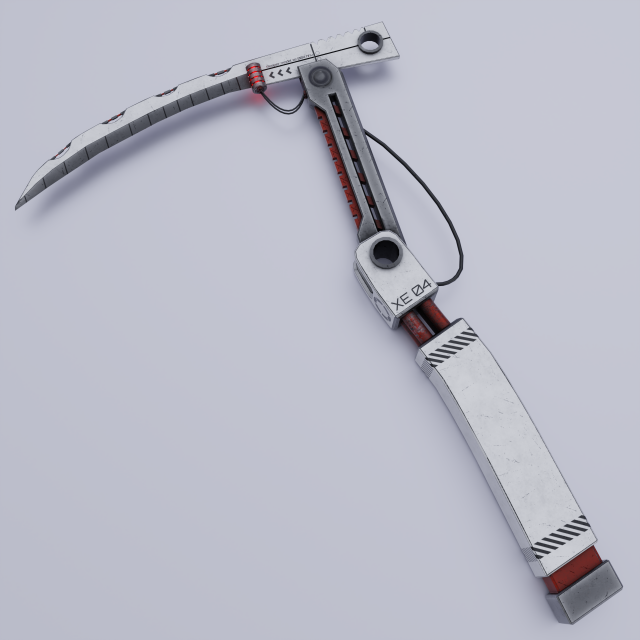 Sci-fi scythe lowpoly PBR Model 3D .c4d .max .obj .3ds .fbx .stl .blend 