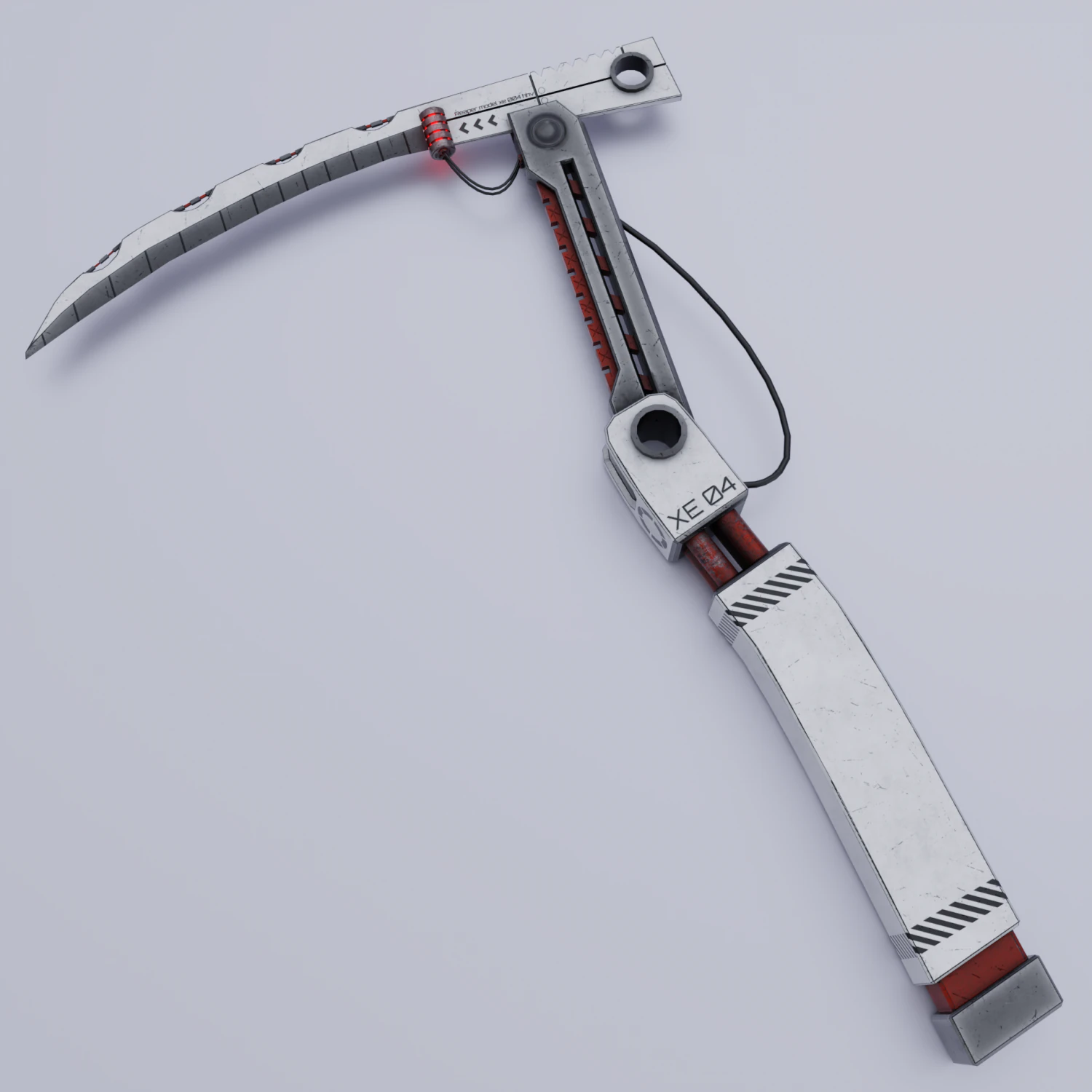 Sci-fi scythe lowpoly PBR 3D Model .c4d .max .obj .3ds .fbx .stl .blend