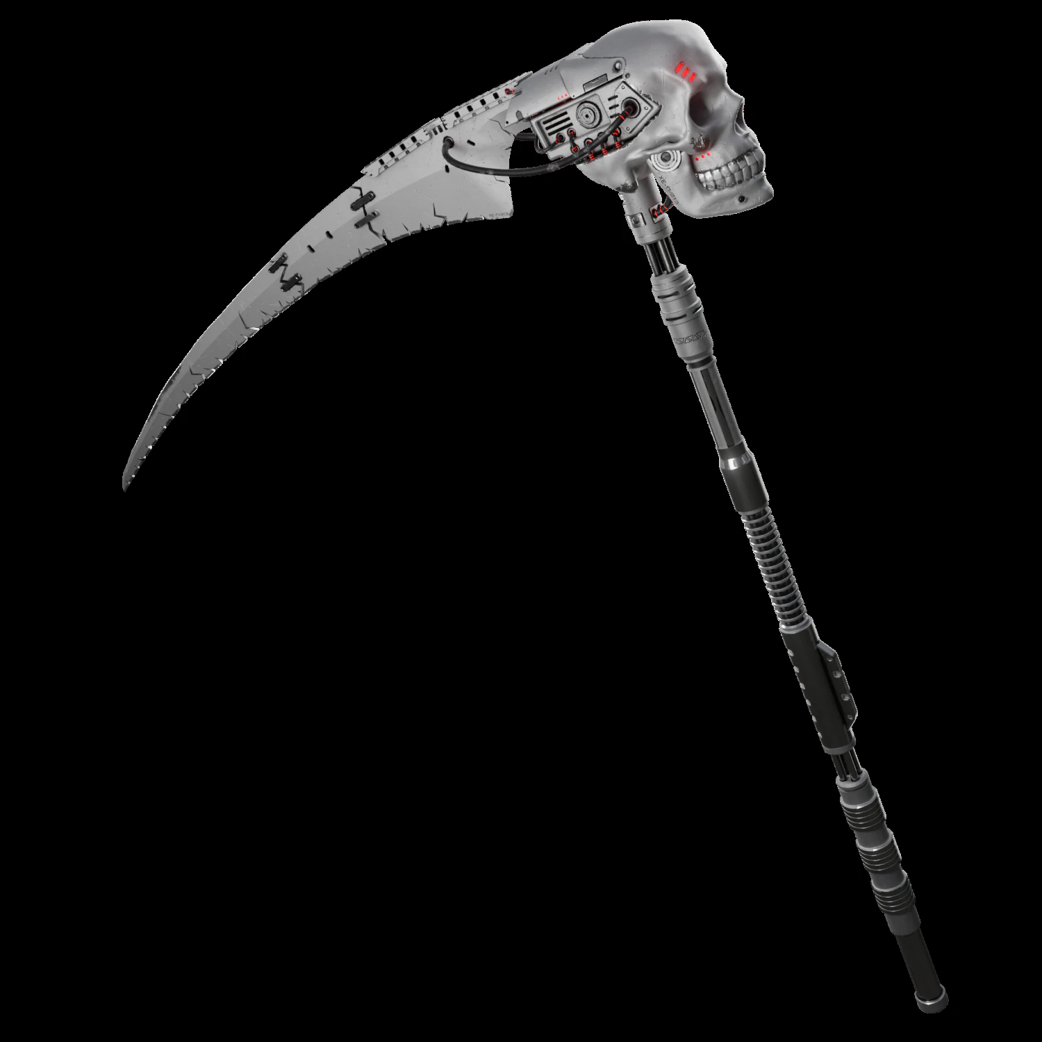 Mechanical sci-fi scythe 3D Model .c4d .max .obj .3ds .fbx .stl .blend 