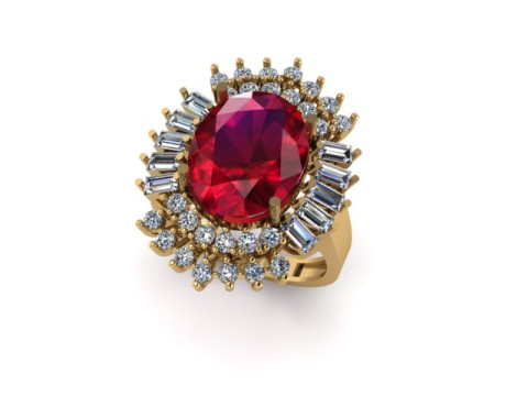 Ruby gemstone an daimond ring 3D Model