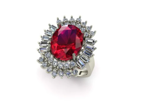Ruby gemstone an daimond ring 3D Model