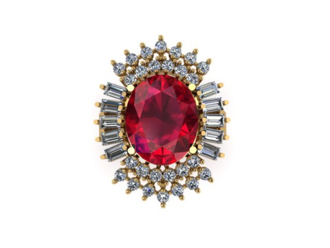 Ruby gemstone an daimond ring Modèle 3D