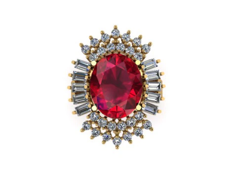 Ruby gemstone an daimond ring 3D Model