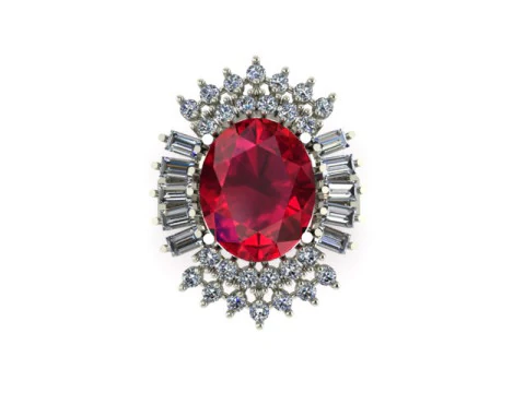Ruby gemstone an daimond ring 3D Model