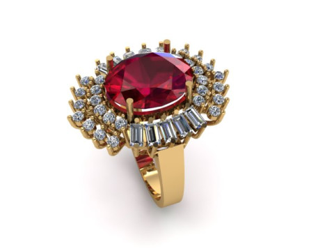 Ruby gemstone an daimond ring Modèle 3D