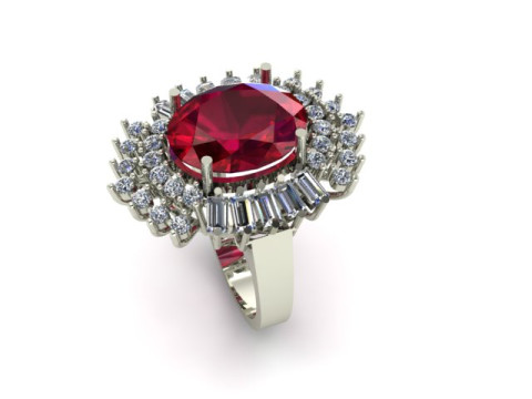 Ruby gemstone an daimond ring Modèle 3D