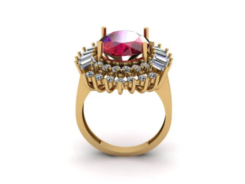Ruby gemstone an daimond ring 3D Model