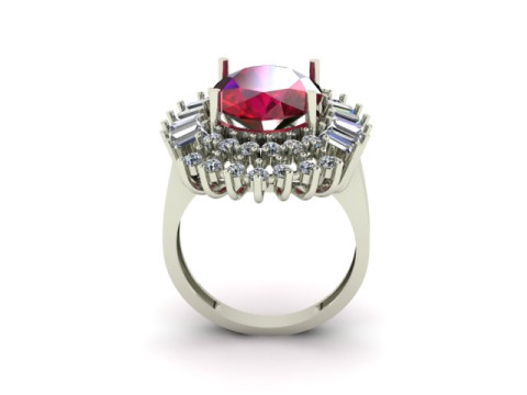 Ruby gemstone an daimond ring Modèle 3D
