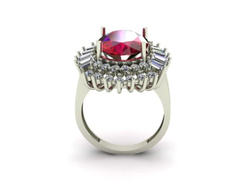 Ruby gemstone an daimond ring 3D Model