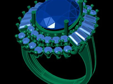 Ruby gemstone an daimond ring 3D Model