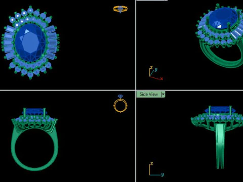 Ruby gemstone an daimond ring 3D Model