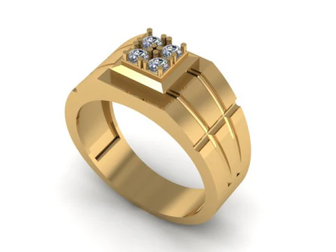 Чоловіча каблучка з діамантами 3D Модель