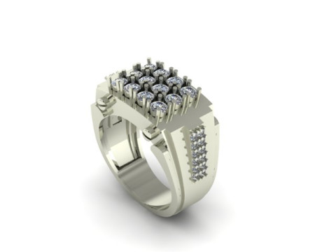 Gents ring for daimonds Model 3D