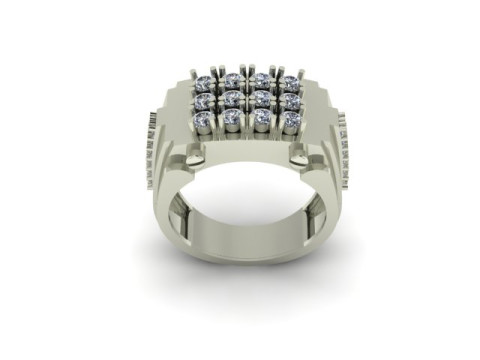 Gents ring for daimonds Model 3D