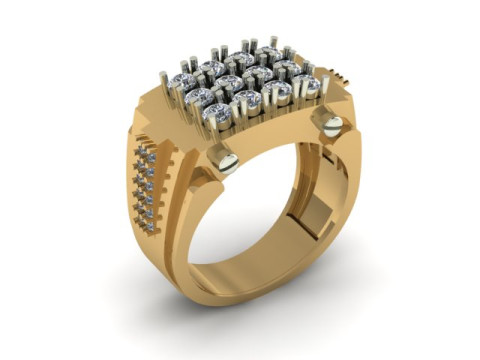 Gents ring for daimonds Model 3D
