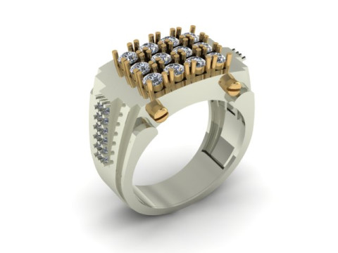 Gents ring for daimonds Model 3D