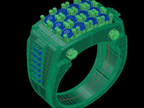 Gents ring for daimonds Model 3D