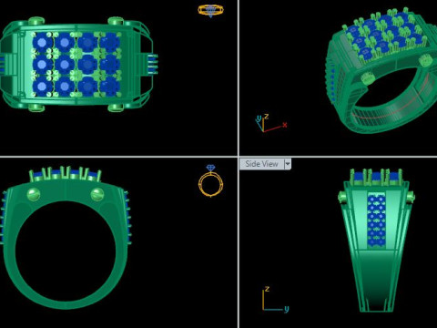 Gents ring for daimonds Model 3D