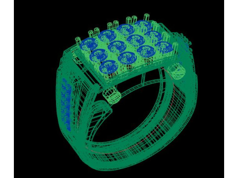 Gents ring for daimonds Model 3D