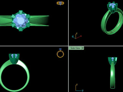 Solitair ring for daimonds 3D Model