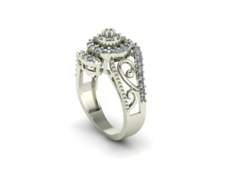 Stylish Gold Diamond Ring 3D Модель