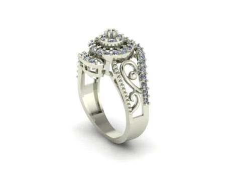 Stylish Gold Diamond Ring 3D Model