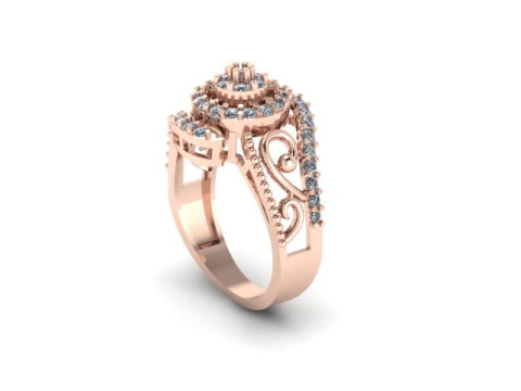 Stylish Gold Diamond Ring 3D Model