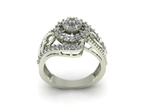 Stylish Gold Diamond Ring 3D Модель