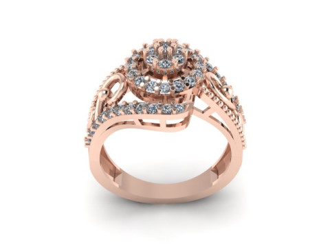 Stylish Gold Diamond Ring 3D Модель