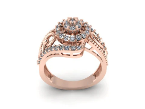 Stylish Gold Diamond Ring 3D Model