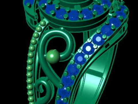 Stylish Gold Diamond Ring 3D Model