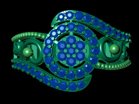 Stylish Gold Diamond Ring 3D Model