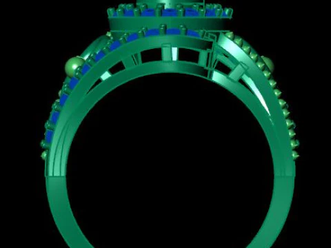 Stylish Gold Diamond Ring 3D Model