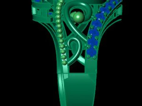 Stylish Gold Diamond Ring 3D Model