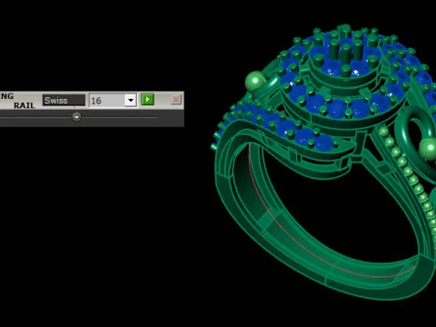 Stylish Gold Diamond Ring 3D Model