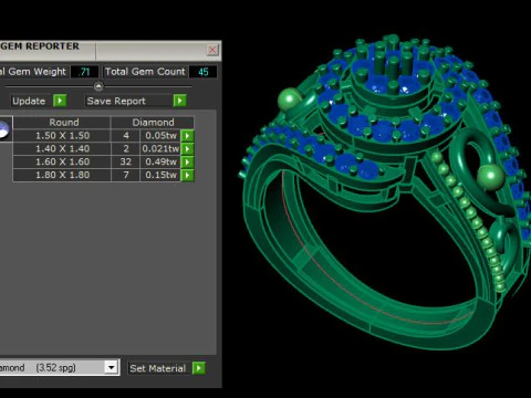 Stylish Gold Diamond Ring 3D Model