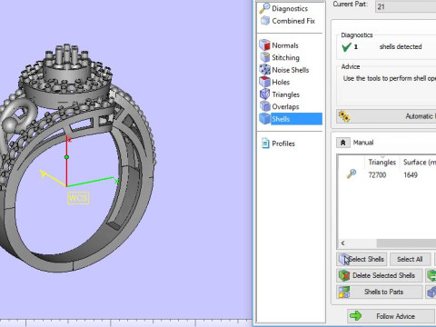 Stylish Gold Diamond Ring 3D Модель