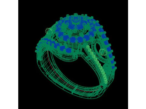 Stylish Gold Diamond Ring 3D Model