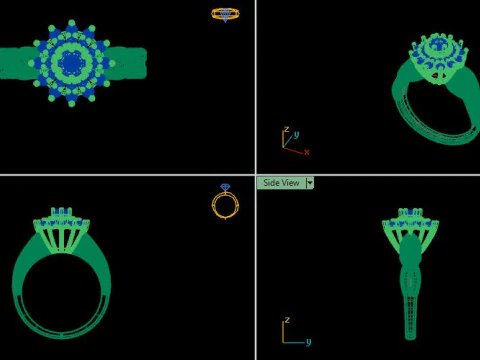 Lindo anel para diamantes Modelo 3D
